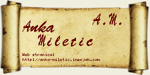 Anka Miletić vizit kartica